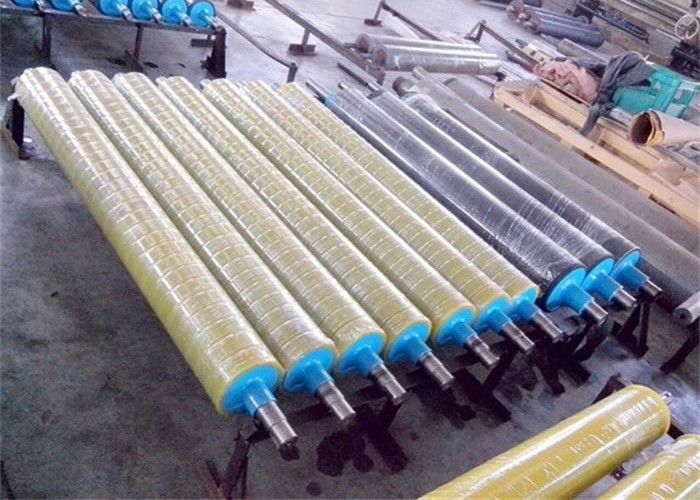Smooth Surface Rubber Coated Conveyor Rollers , Industrial Rubber Rollers No Swelling
