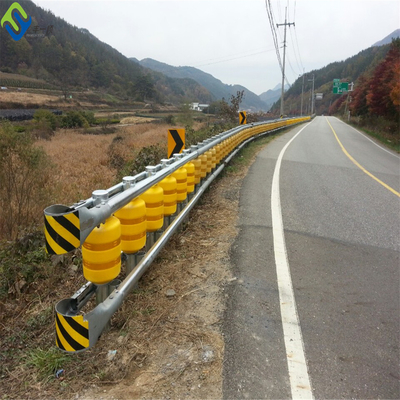 Traffic Safety ISO EVA Buckets Rolling Guardrail PU PVC Roller Barrier For Highway