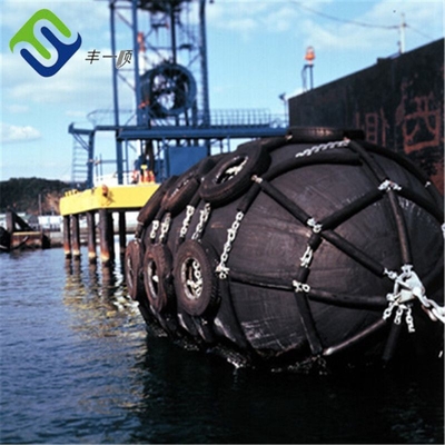 Marine Floating Pneumatic Rubber Fender With Used Tire And Chain Net