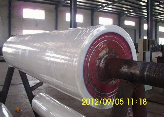 Polyurethane Hard Rubber Roller , Rubber Conveyor Rollers Good Elasticity