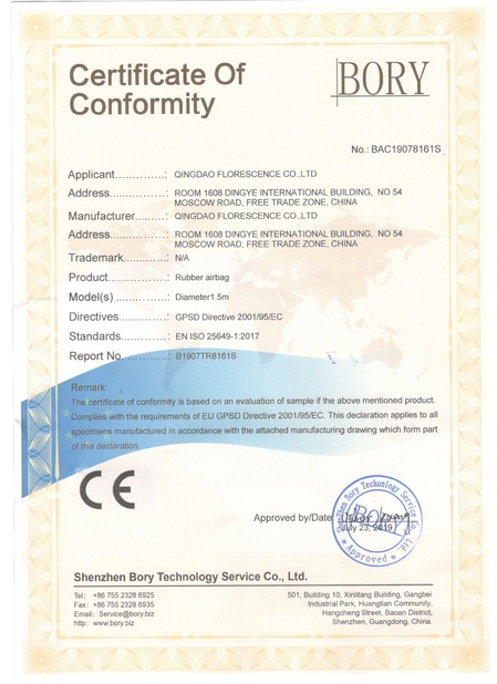 China Qingdao Florescence Marine Supply Co., LTD. Certification